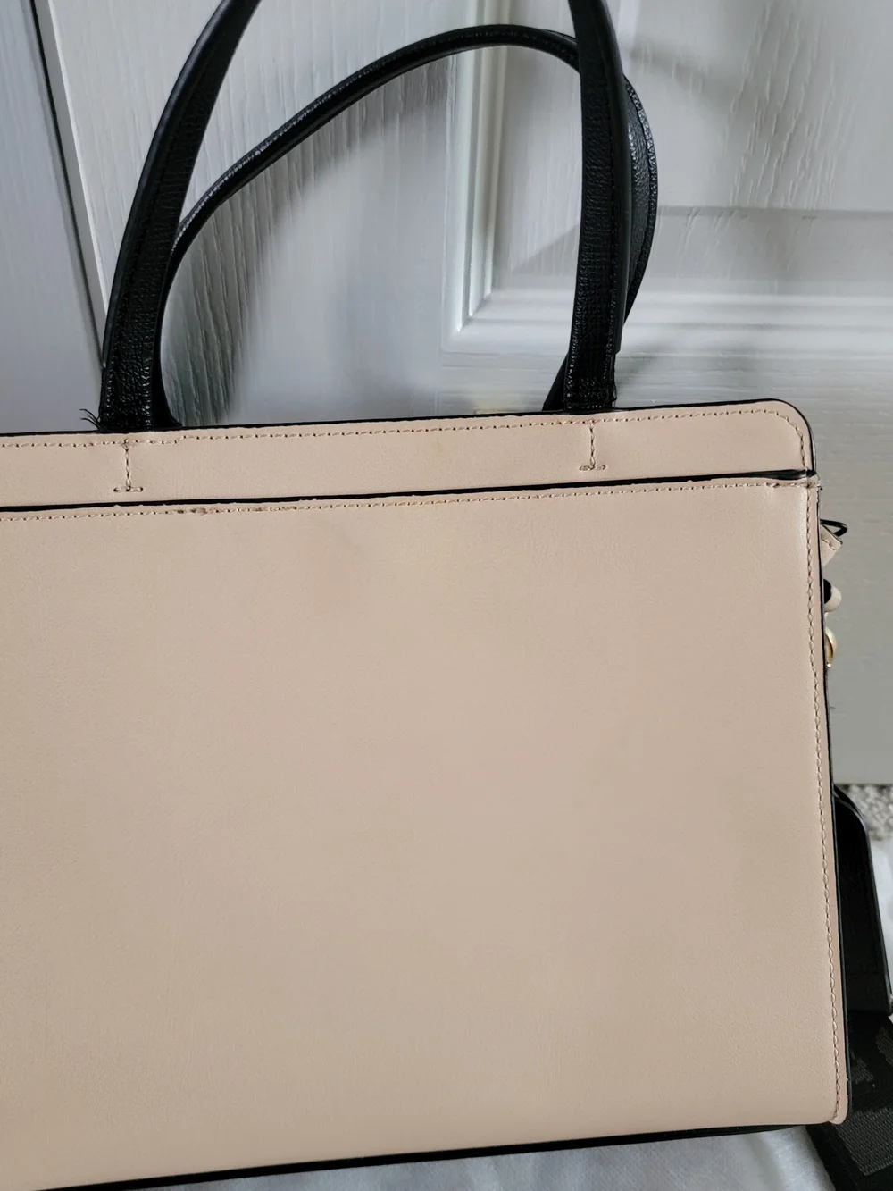 Karl Lagerfeld Women's Beige & Black Leather Tote